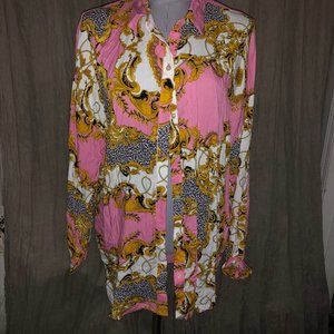 Bershka pink gold leopard gold top M